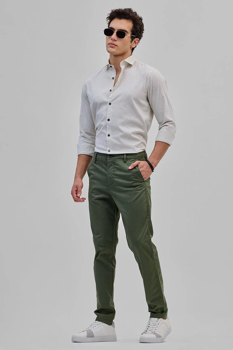 سنيتش Army Green Slim Fit Trousers